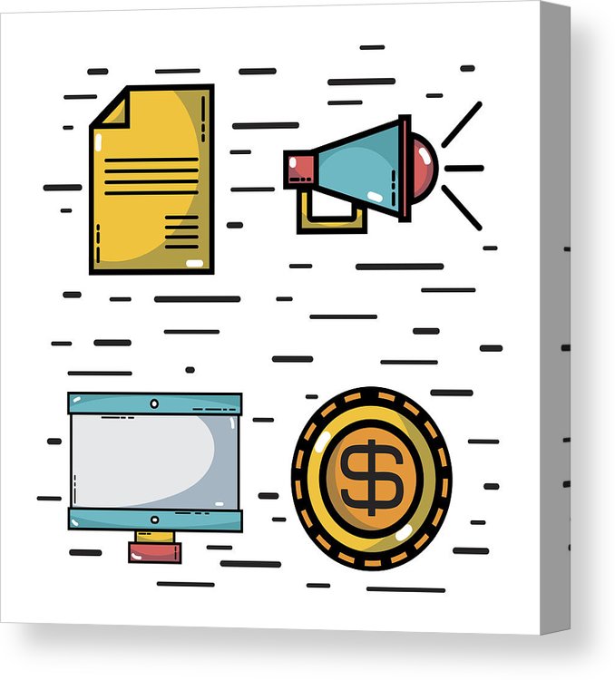 678x750 Set Marketing Information With Statistics Strategy Canvas Print