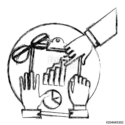 500x500 Grunge Businessmen Hands With Graphic Statistics Diagram