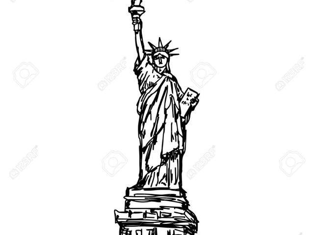 640x480 Free Drawn Statue Of Liberty, Download Free Clip Art