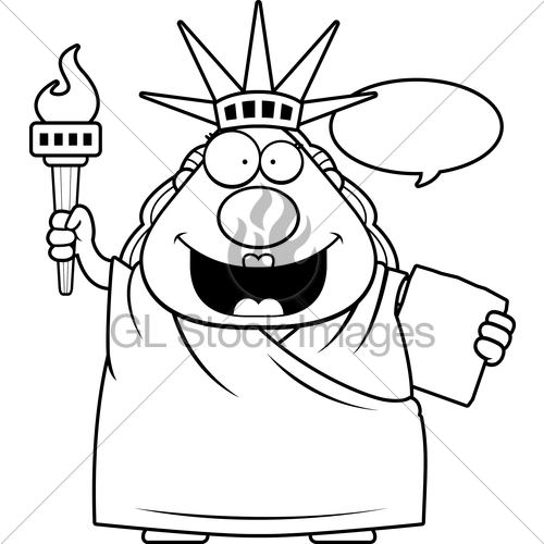 500x500 Cartoon Statue Of Liberty Talking Gl Stock Images