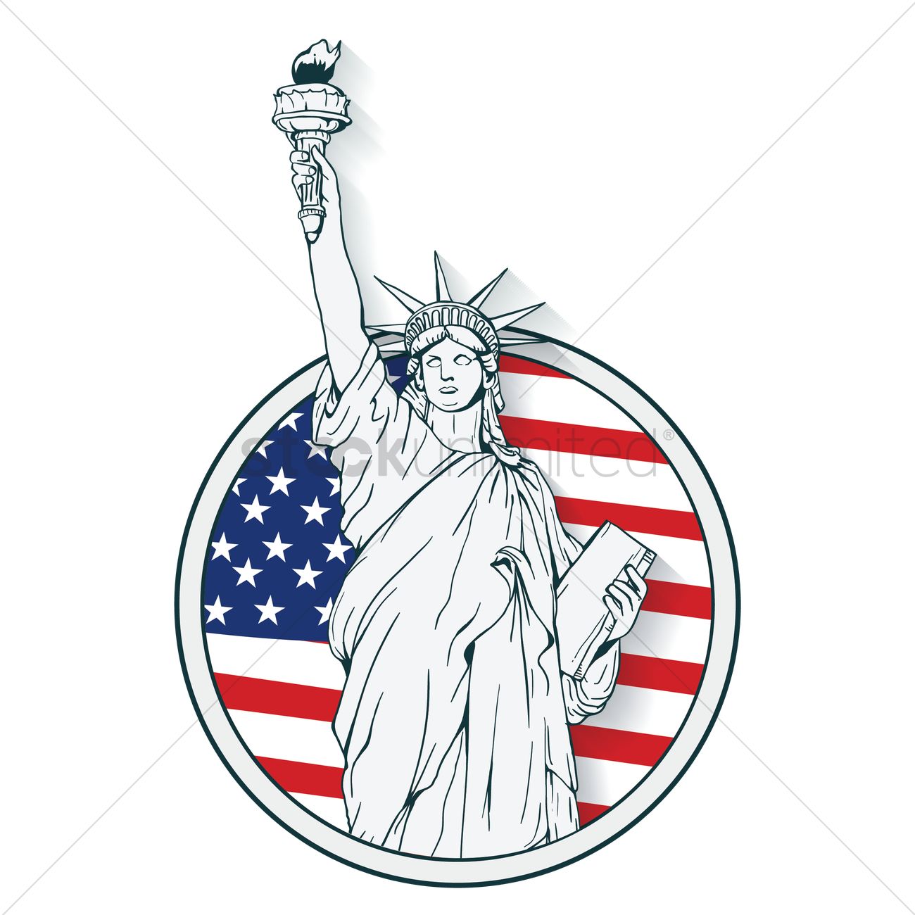 1300x1300 Statue Of Liberty Label Vector Image