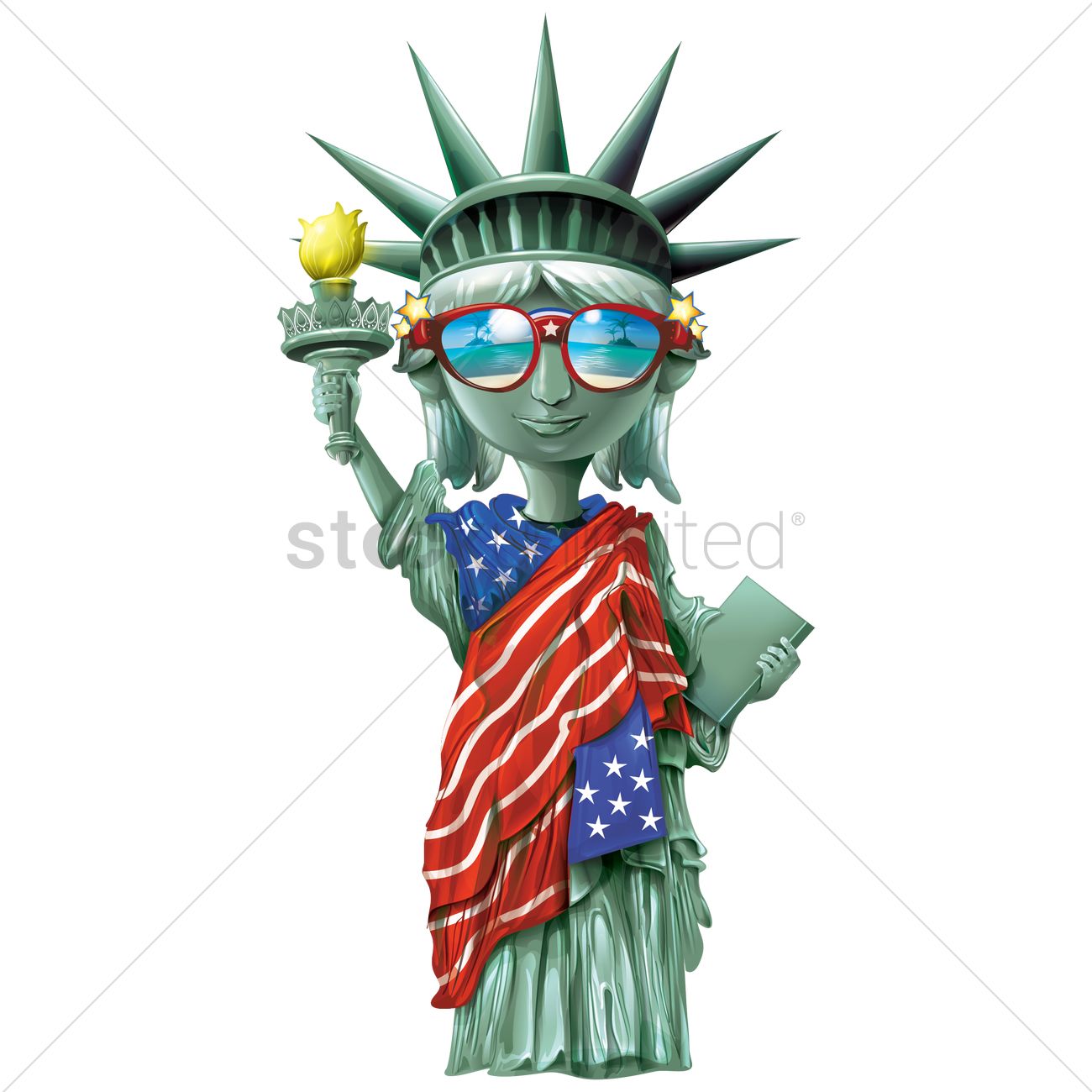 1300x1300 Statue Of Liberty Wearing Sunglasses Vector Image