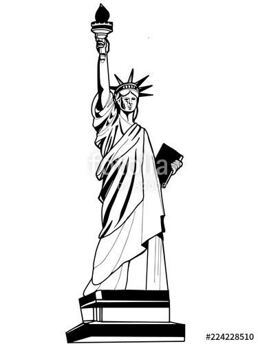 375x500 The Statue Of Liberty Line Drawing Stock Photo And Royalty Free