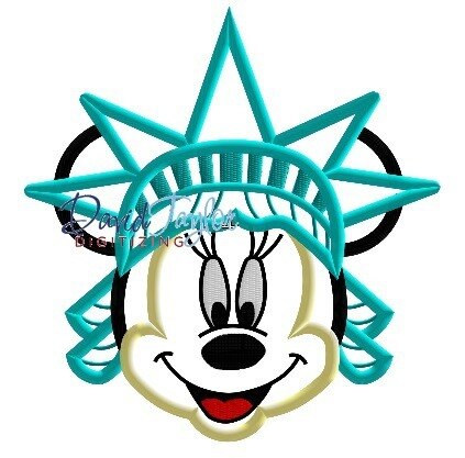 423x417 Statue Of Liberty Miss Mouse Face Machine Applique Embroidery