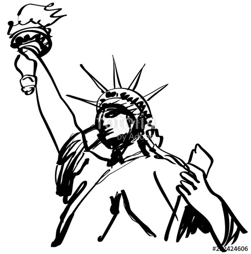 494x500 Handmade Digital Sketches Of Statue Of Liberty Stock Photo