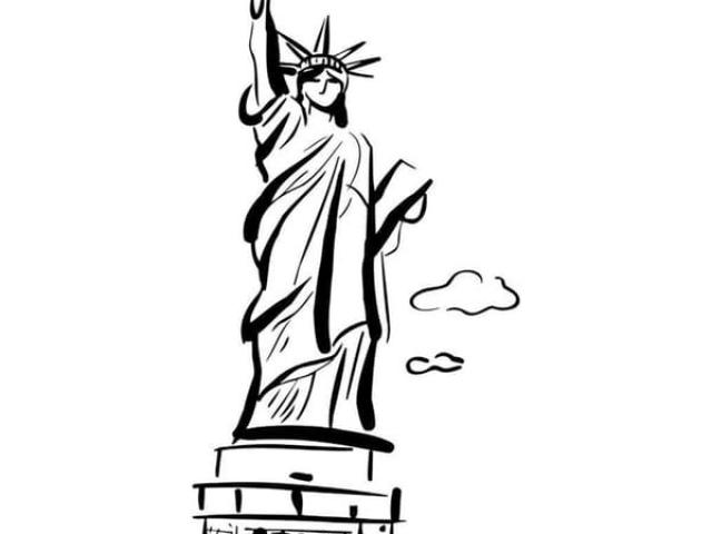 640x480 Drawn Statue Of Liberty Wall