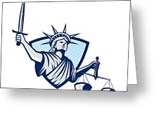 226x170 Statue Of Liberty Holding Scales Justice Sword Greeting Card