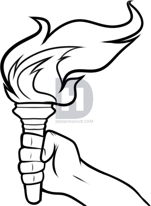 529x720 how to draw a torch, liberty torch, step