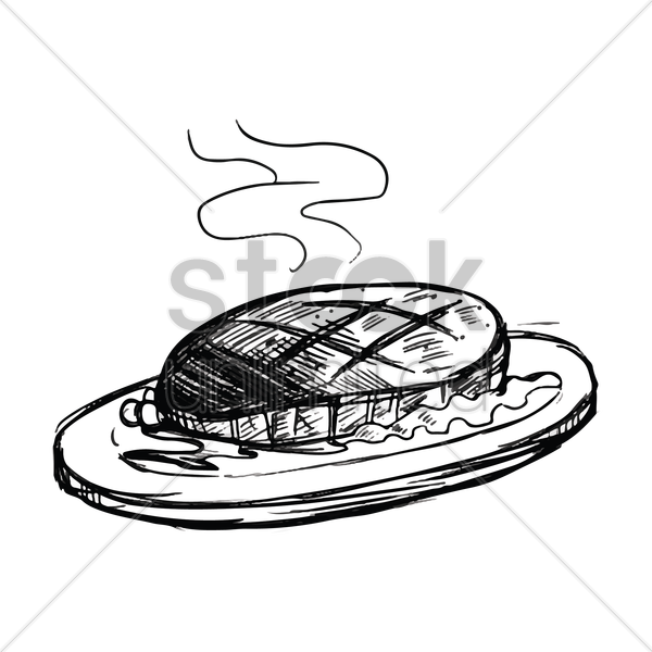 600x600 Steak On Plate Vector Image