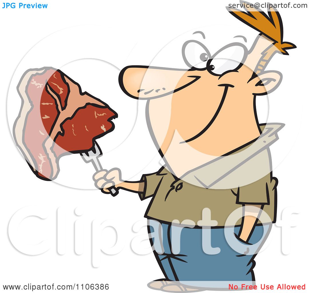 1080x1024 Clipart Happy Man Holding A Steak On A Fork