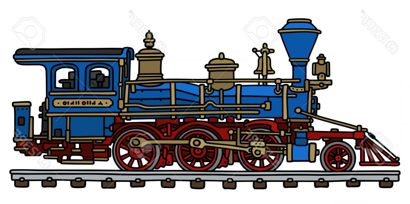 1560x778 Photostock Vector Hand Drawing Of A Classic Blue American Steam