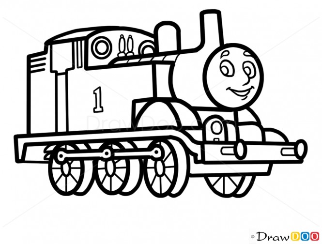 665x504 How To Draw Thomas Cartoon Characters The Train Drawing