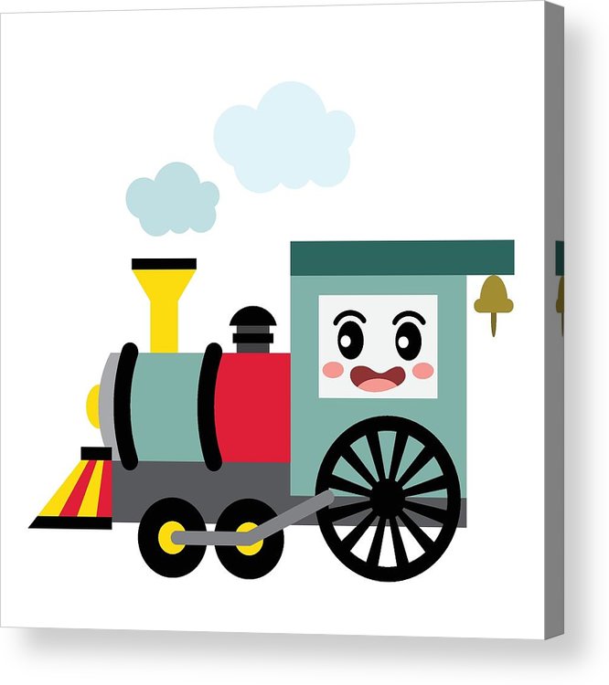 666x750 Steam Engine Transportation Cartoon Character Side View Vector
