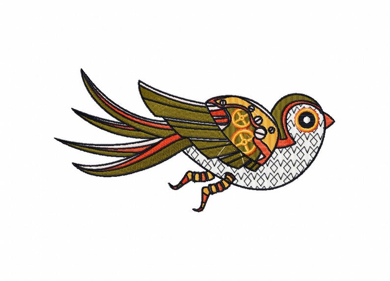 794x572 Machine Embroidery Design Steampunk Bird Collection Etsy