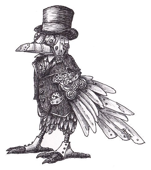 487x550 Steampunk Raven