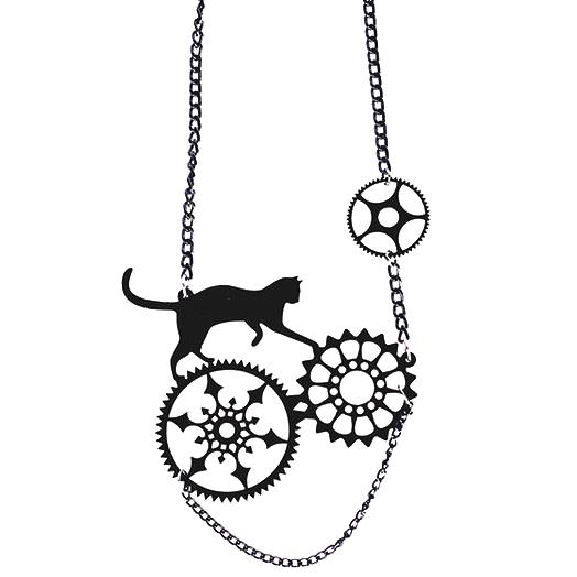 524x524 Acrylic Steampunk Cat Necklace And Earrings The Cucumber Cat