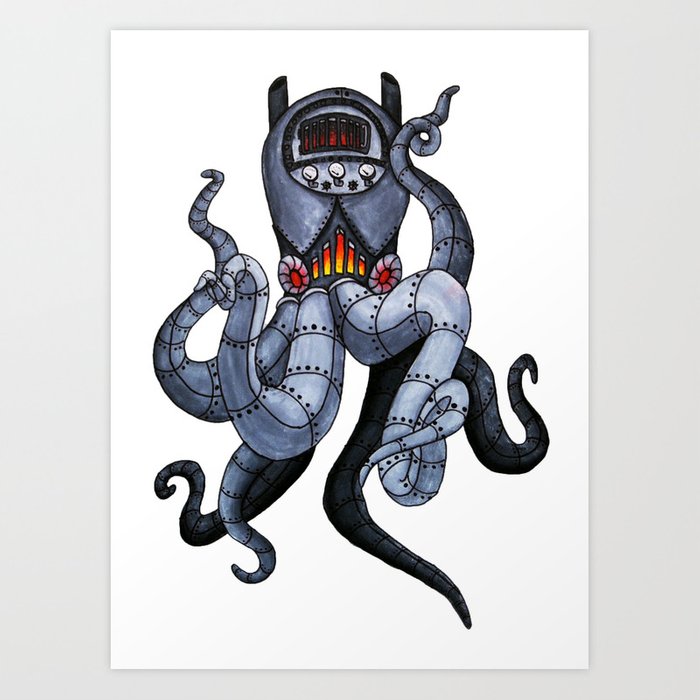 700x700 Steampunk Octopus Art Print