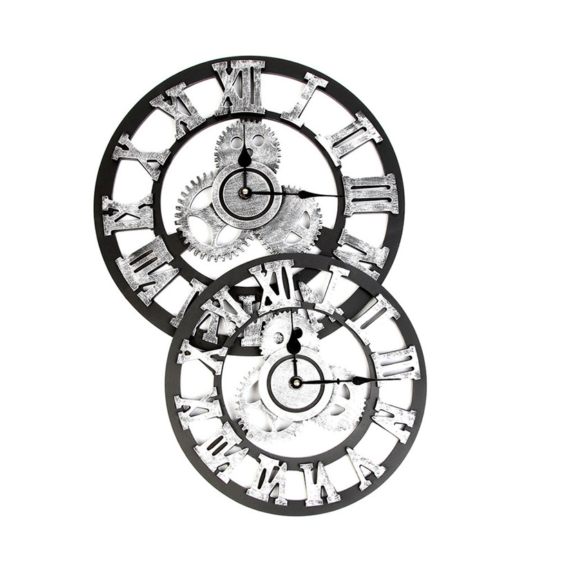 812x812 Industrial Style Vintage Clock European Steampunk Gear Hollow