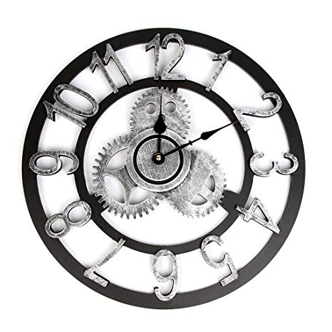 466x466 Ea Stone Wall Clock Retro Rustic Vintage Wooden