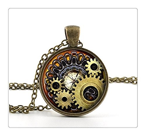 500x465 Steampunk Compass Pendant Vintage Necklace Within