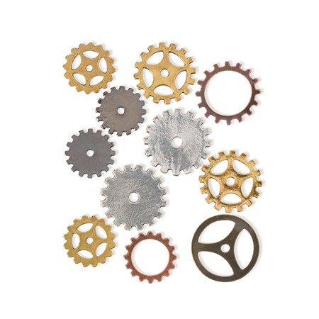 450x450 Solid Oak Steampunk Charms Small Gears Deserres