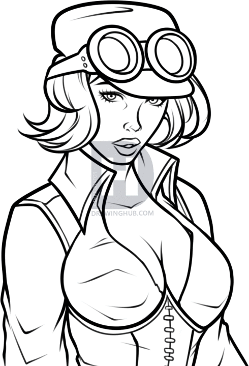 490x720 How To Draw A Steampunk Girl, Step