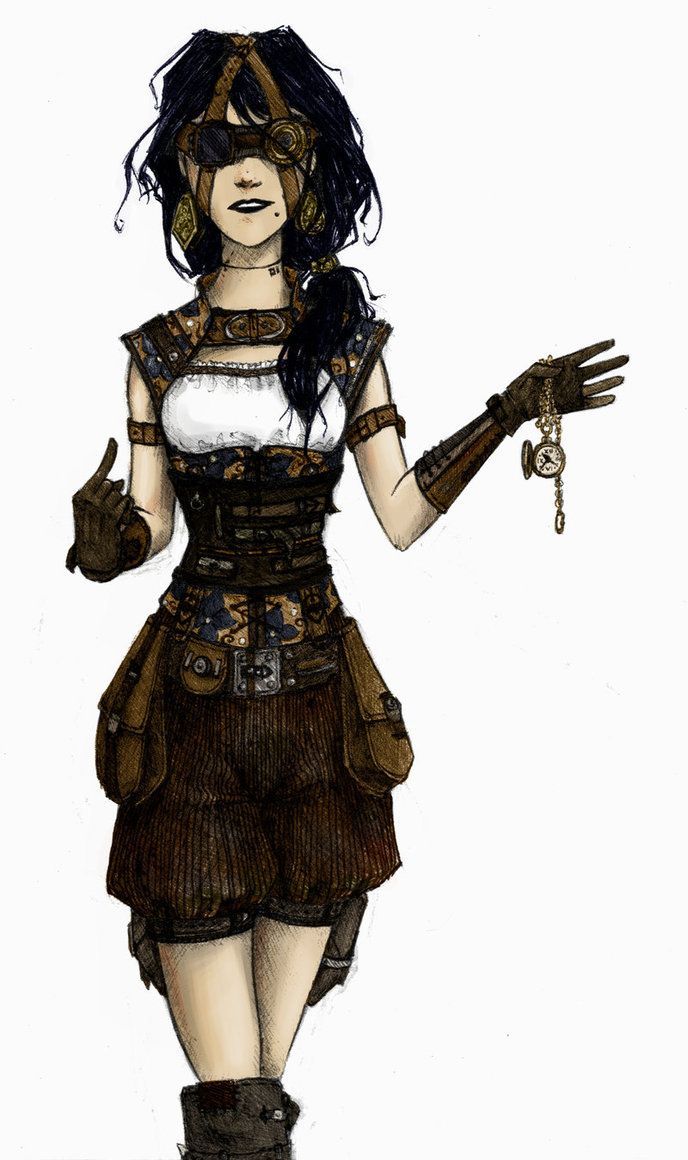 688x1160 Collection Of Steampunk Woman Drawing High Quality Free