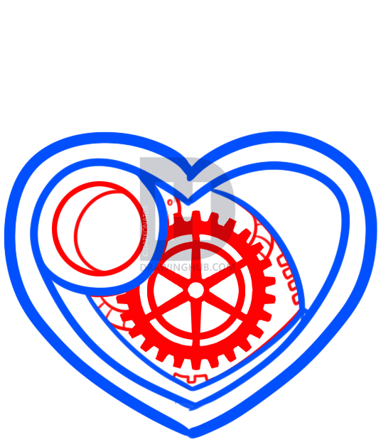 536x622 How To Draw A Steampunk Heart, Step