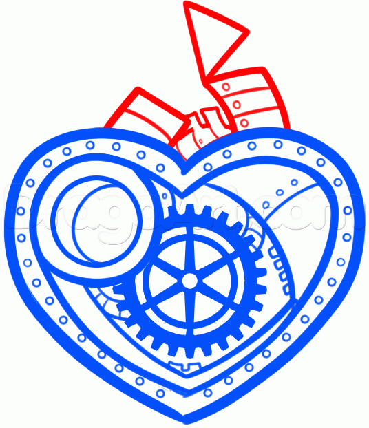 536x622 How To Draw A Steampunk Heart, Step