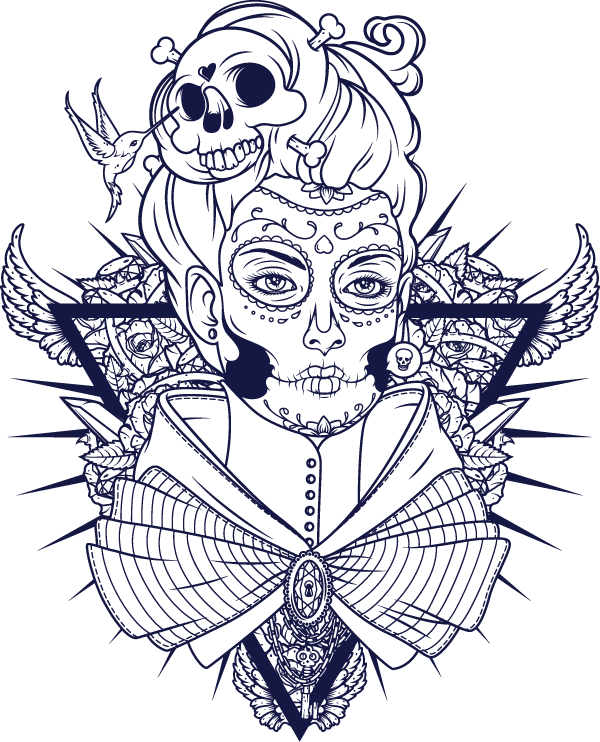 600x742 Dia De Los Muertos Art Fairy Coloring