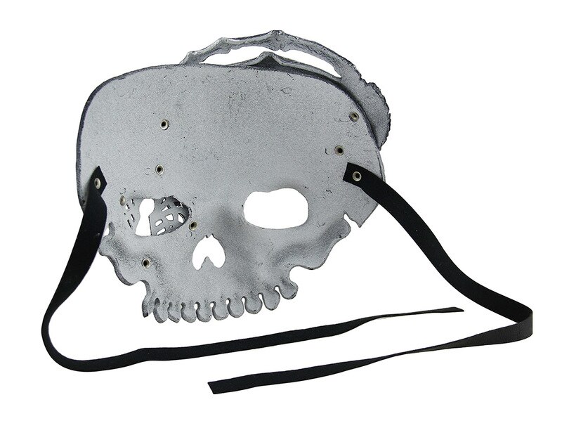 800x609 Black Steampunk Pirate Skull Wskeleton Hand Adult Half Face Mask