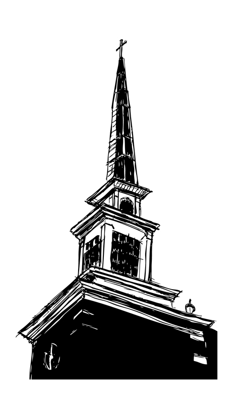 484x810 Church Steeple Drawing