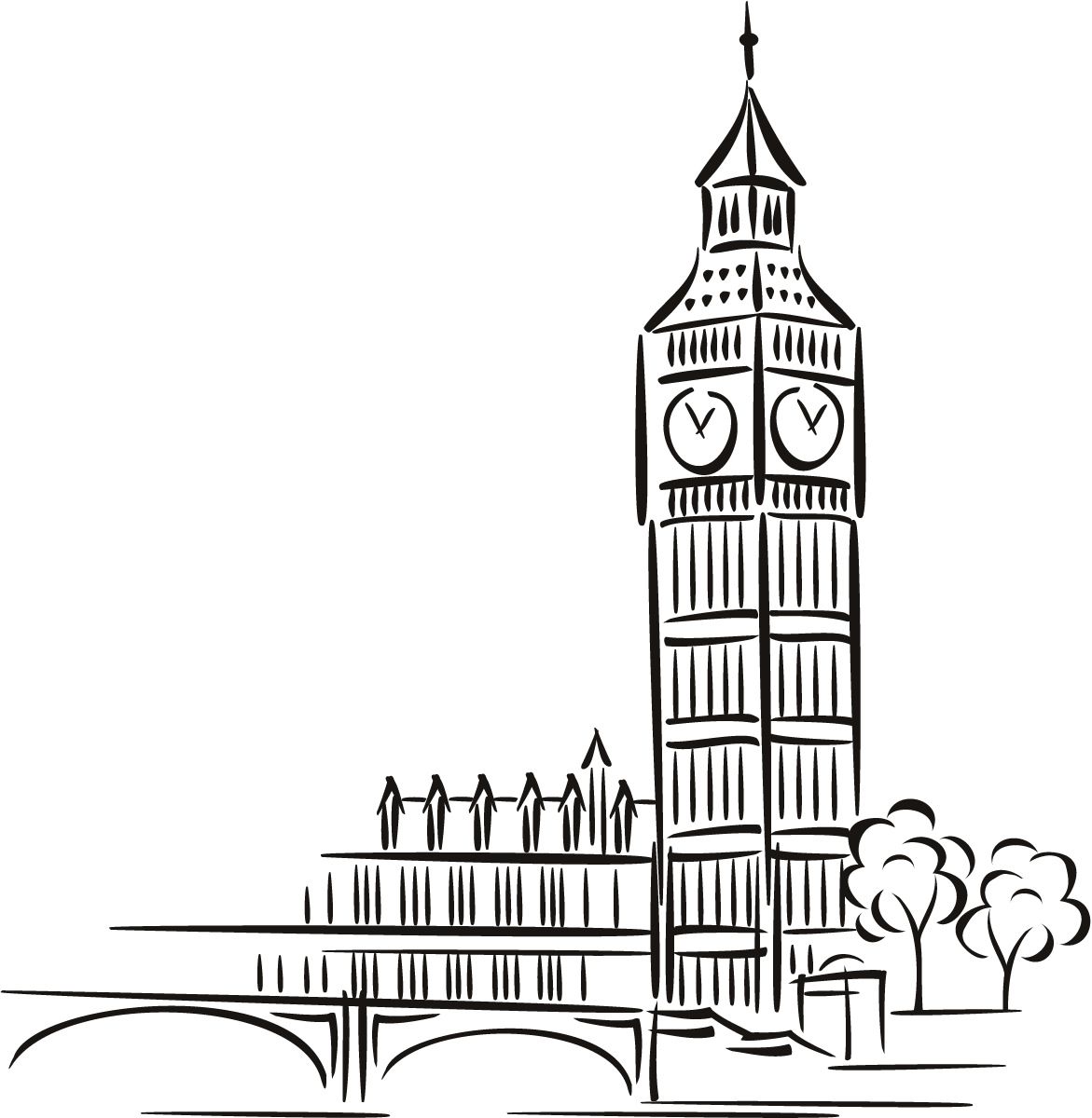 1171x1200 Big Ben Cartoon Around The World Wall Art Decal Wall Sticker