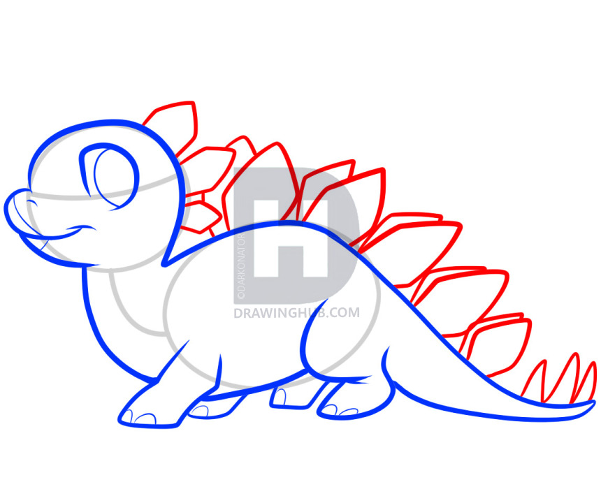 860x720 How To Draw A Stegosaurus For Kids, Step