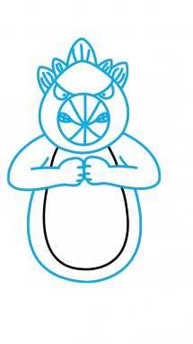 215x382 How To Draw A Stegosaurus, A Dinosaur, Easy Step