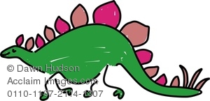 300x145 Clipart Image Of A Whimsical Drawing Of A Stegosaurus