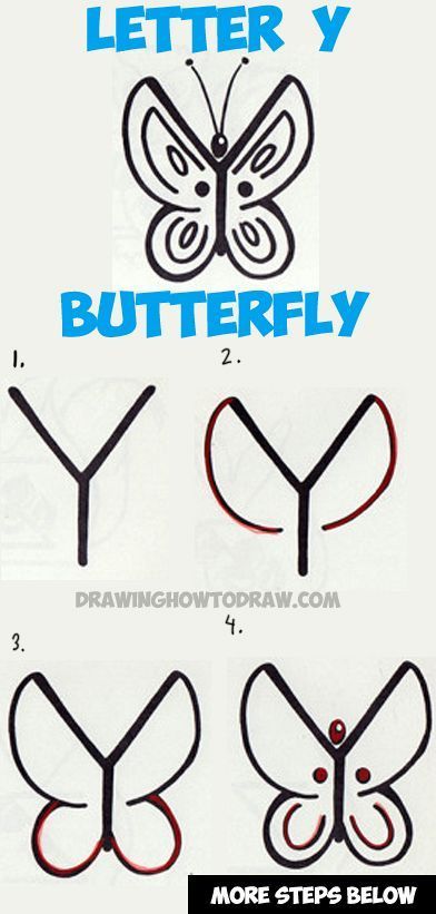 392x821 How To Draw A Butterfly From The Letter Y