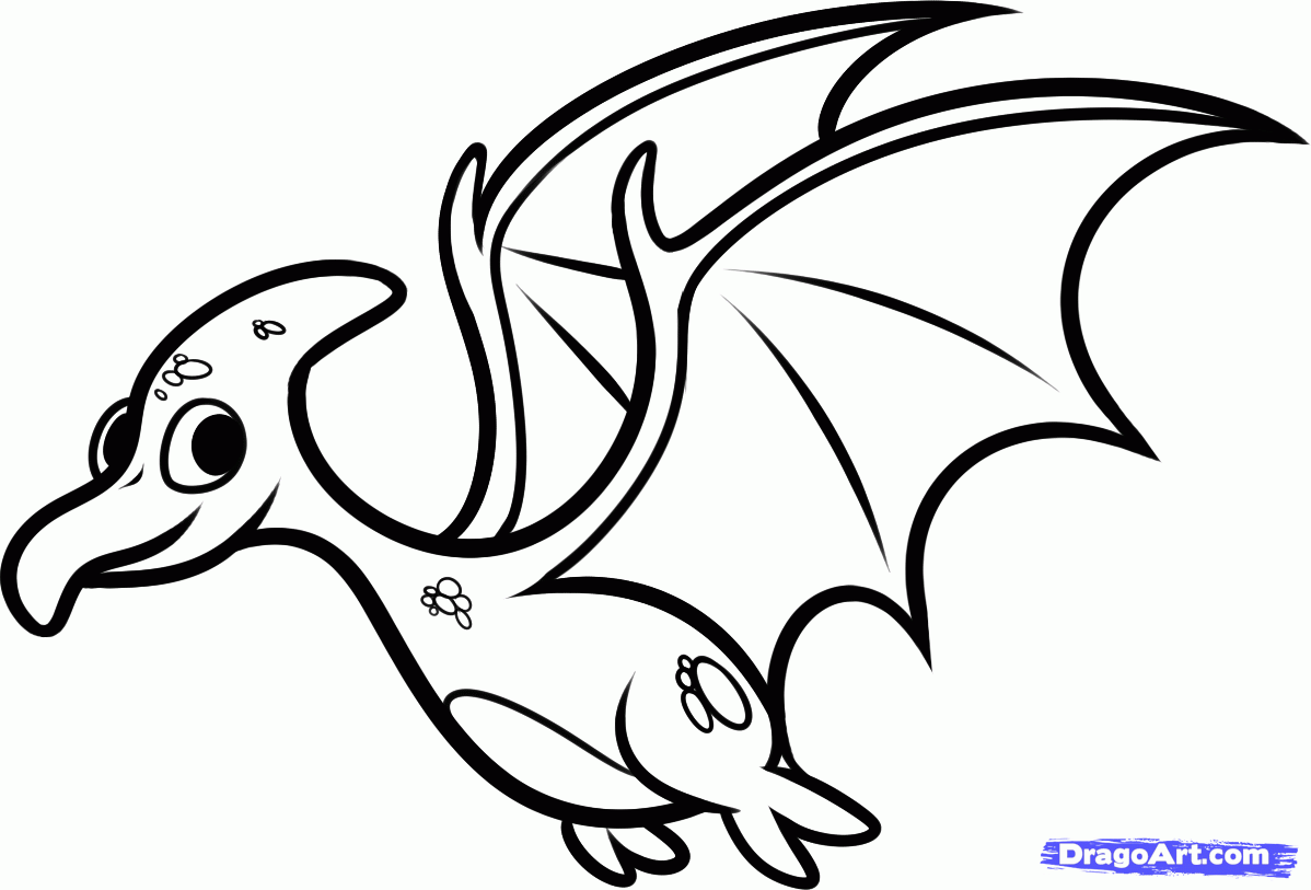 1198x813 How To Draw A Pterodactyl For Kids, Step