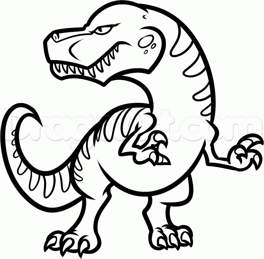 918x903 Step How To Draw A Cartoon Dinosaur