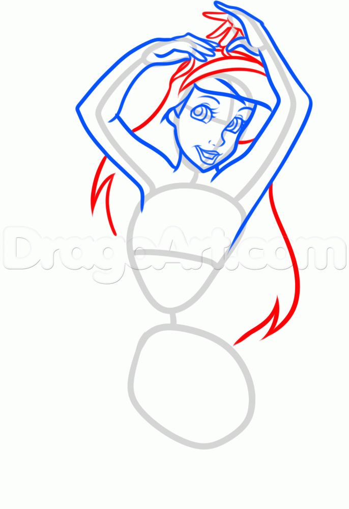 686x999 How To Draw Pin Up Ariel, Step