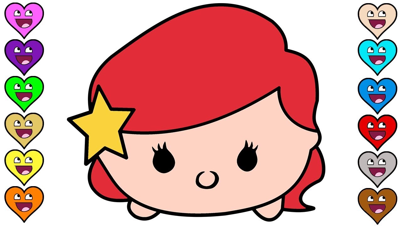 1280x720 Tsum Tsum Disney Princess Ariel Drawing And Coloring How To Draw