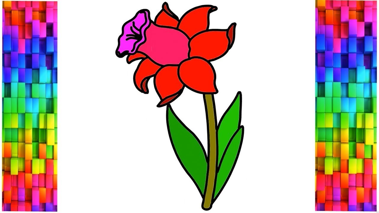 1280x720 How To Draw A Flower For Kids Leaf With Flower Drawing Color