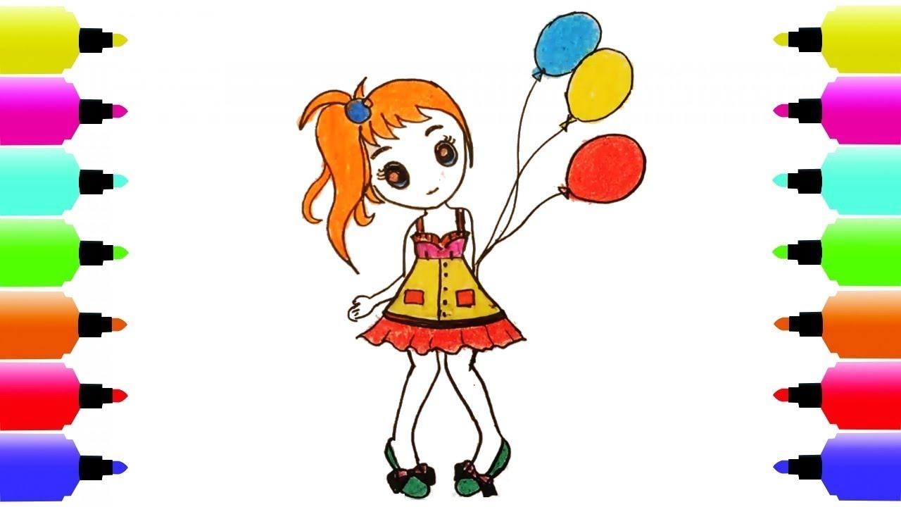 1280x720 How To Draw Cute Girl And Coloring Pages For Kids Art Colors