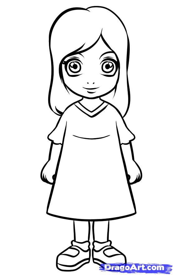 555x880 How To Draw A Simple Girl, Step