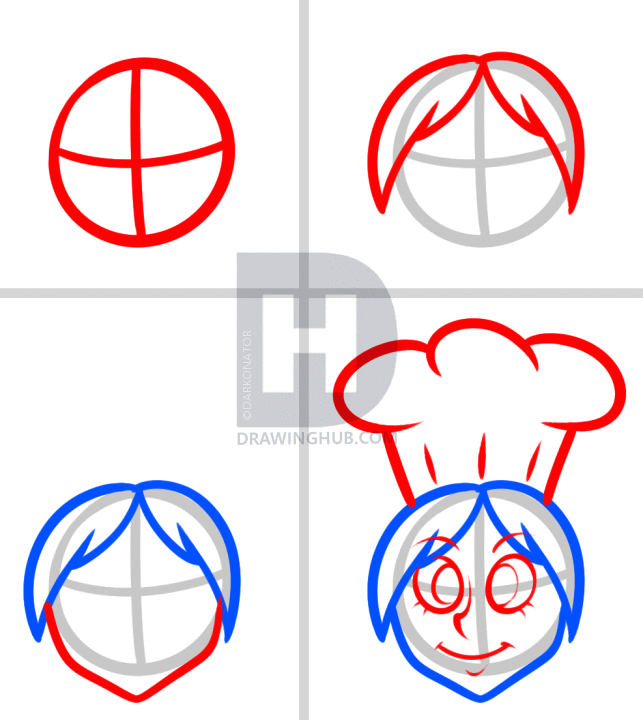 643x720 How To Draw A Chef, Step