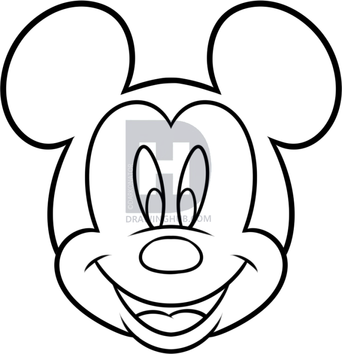 695x720 How To Draw Mickey Mouse For Kids, Step