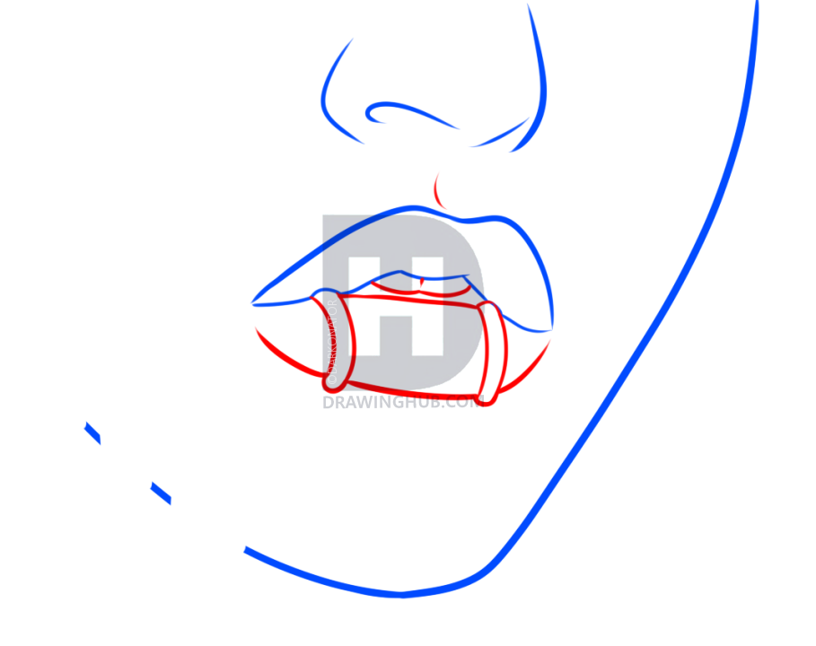 909x720 Pierced Lips Drawing Lesson, Step