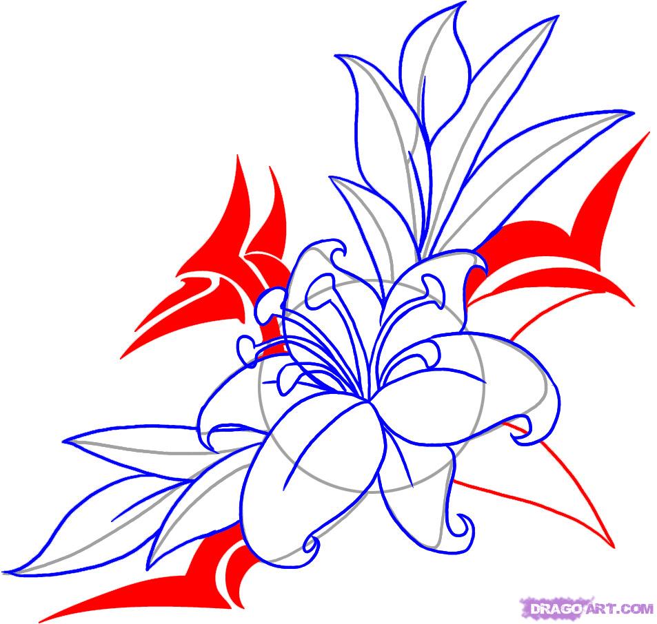 953x906 Draw A Flower Tattoo, Step