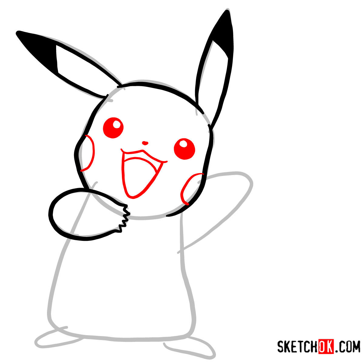 1200x1200 How To Draw Happy Pikachu Pokemon