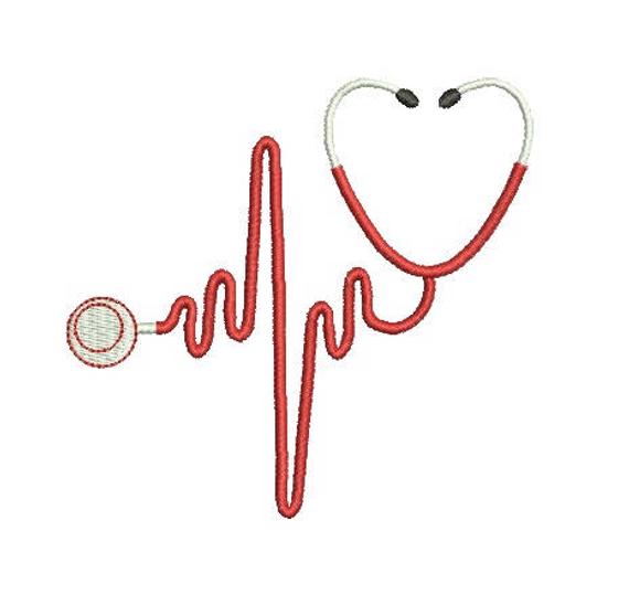 570x548 Heart Stethoscope Nurse Embroidery Fill Design Machine Etsy
